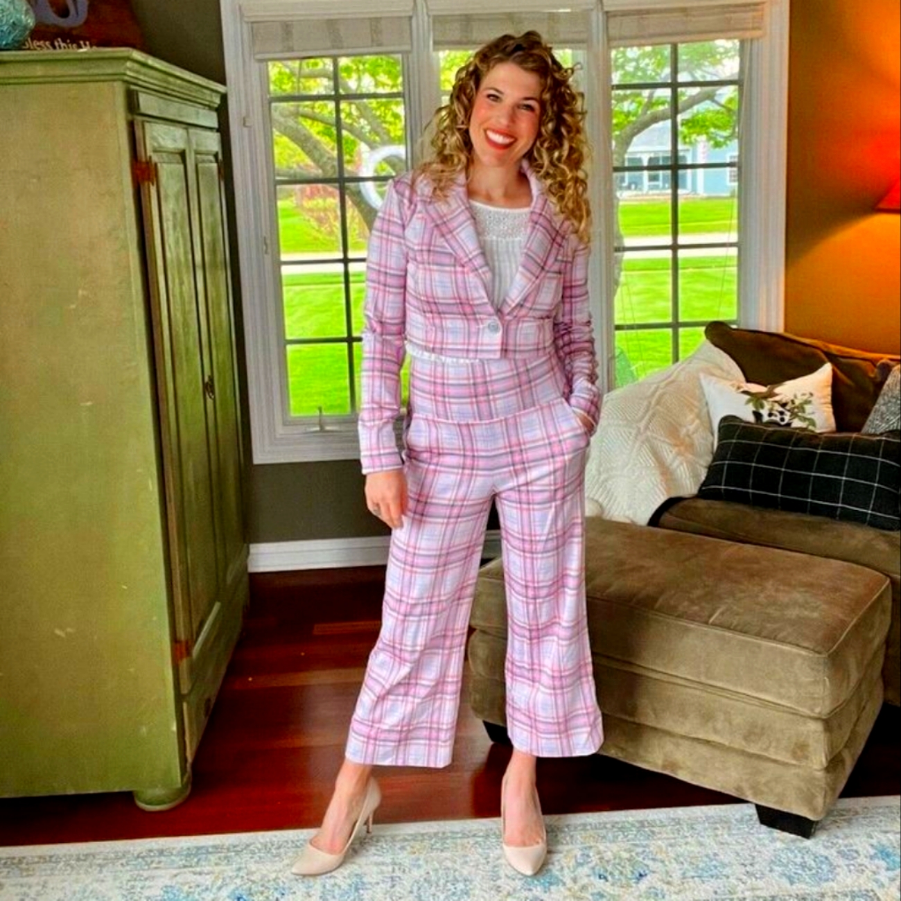 Cabi Pink Plaid Pantsuit